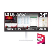 Vista frontal de Monitor LG UltraWide 34" IPS WFHD 100Hz pensado para multitarea y juego 34U530A-W